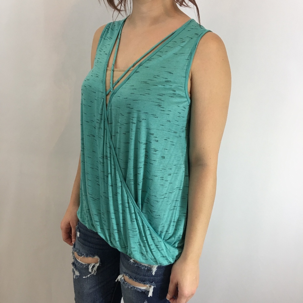 Aqua & Black Marled Crisscross Tunic - Picture 4 of 6